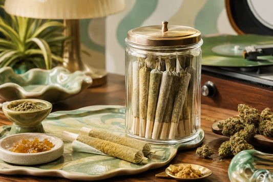 pre rolls in jar and on tray