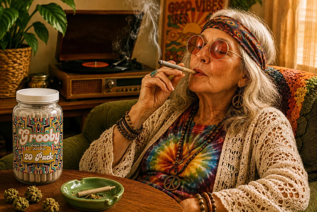elderly woman smoking pre roll